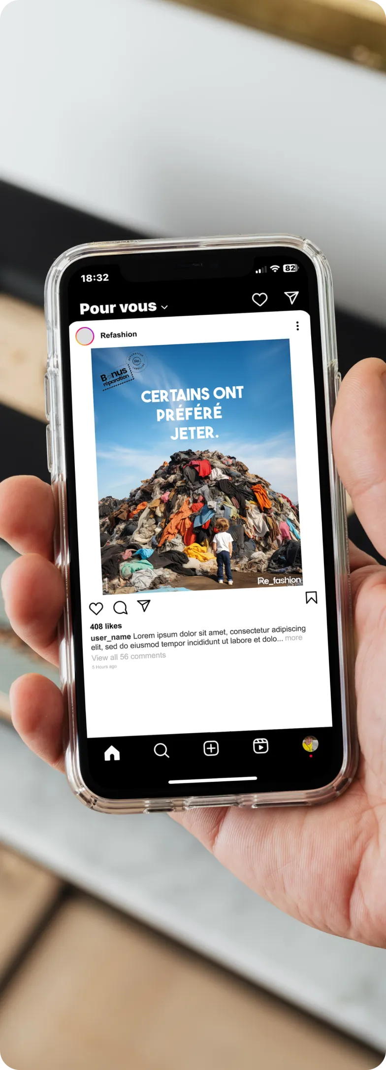 Instagram post on phone