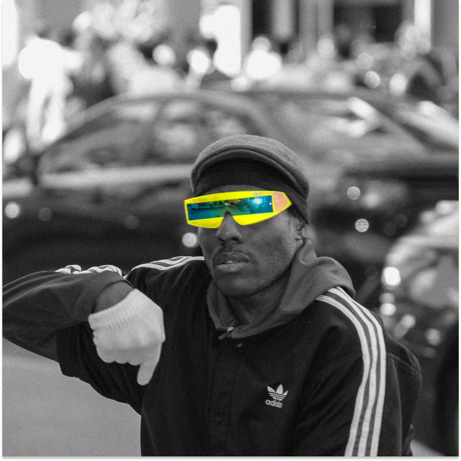 Man with colorful sunglasses